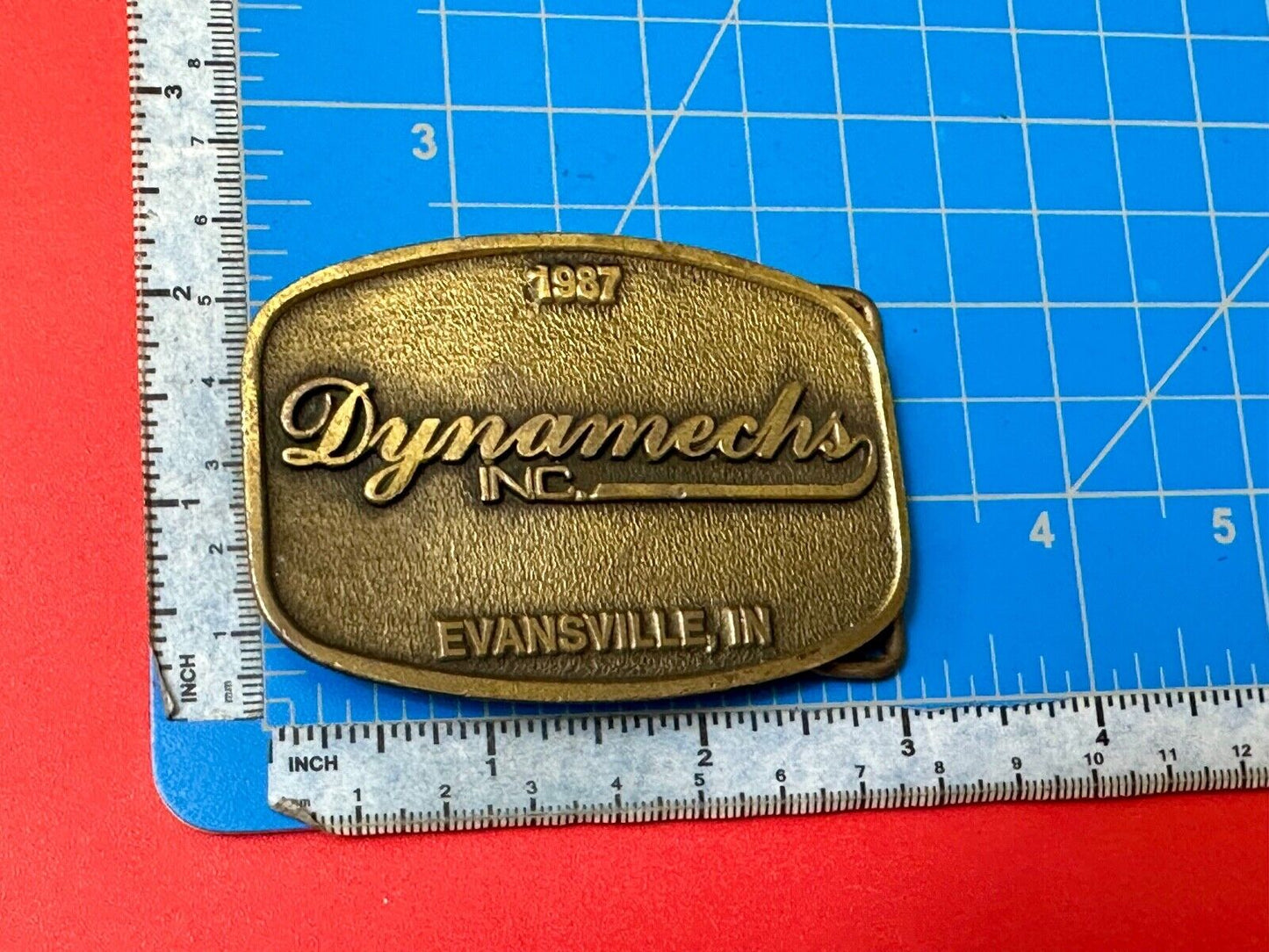 Vintage 1987 Dynamechs INC Evansville IN Truck Service belt buckle by CD Hit