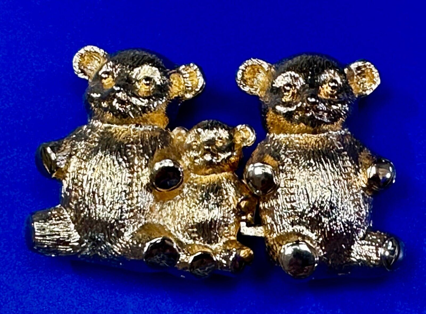 Bear Family Two Piece Interlocking Gold Tone Vintage Belt Buckle by Dotty Smith