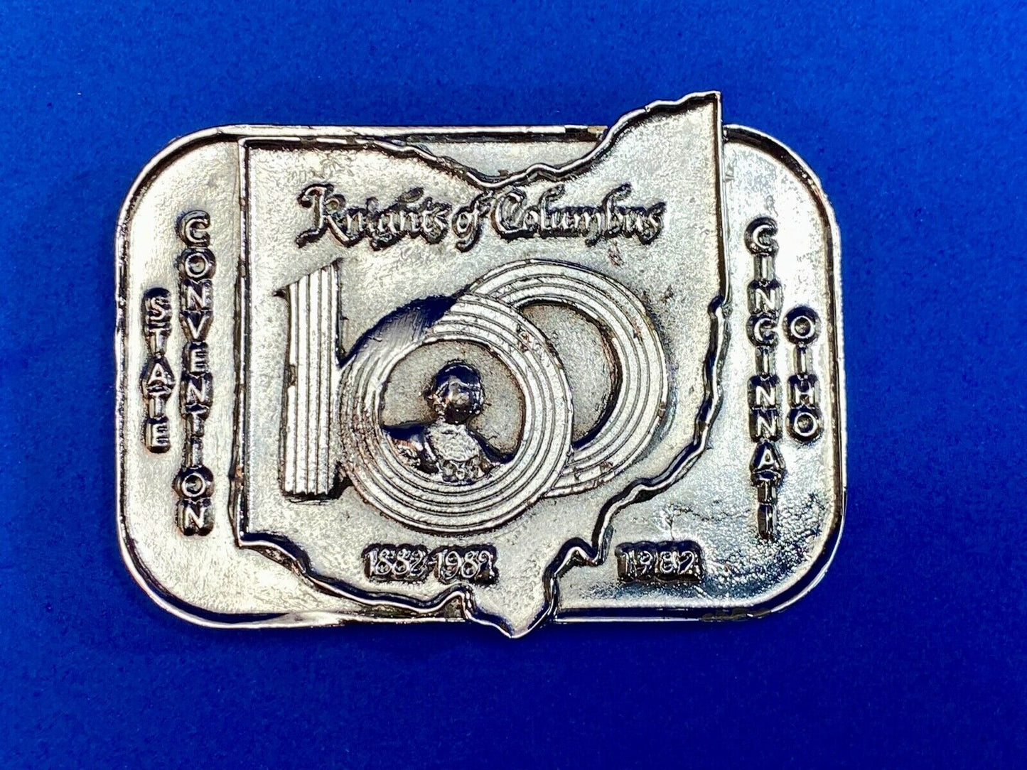 Vintage 1982 Knights Of Columbus 100 Year Celebration Convention Belt Buckle