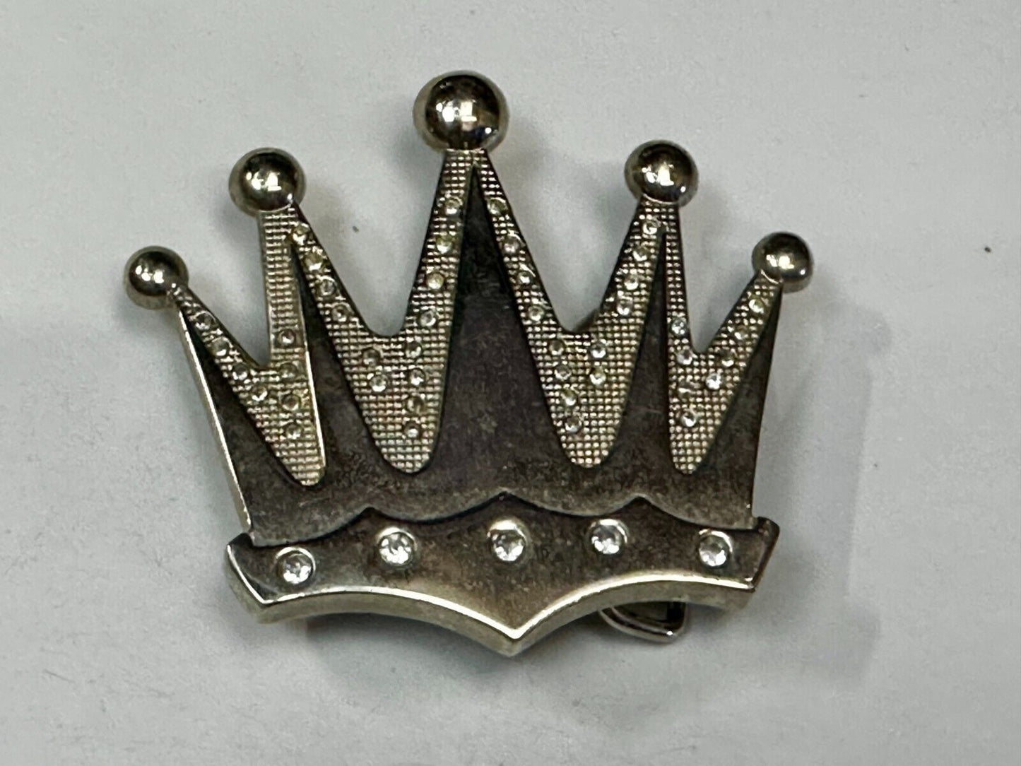 Beautiful Cutout CROWN Five Pointed Figural Rhinestone Accented Belt Buckle