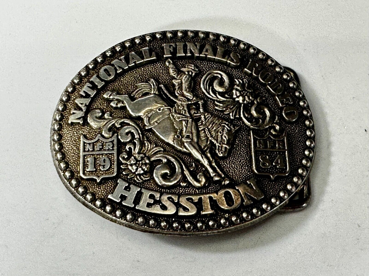 1984 National Finals Rodeo Hesston NFR Youth Size Small Collectors Belt Buckle