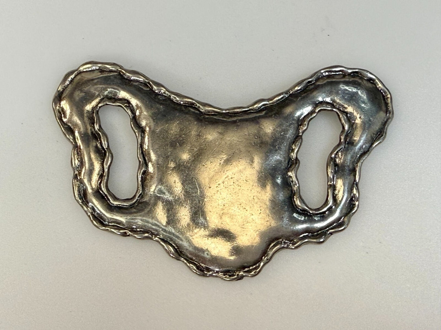 Textured Metal Statement Silver Tone Hippy Vibe Large Scarf Belt Slide Buckle