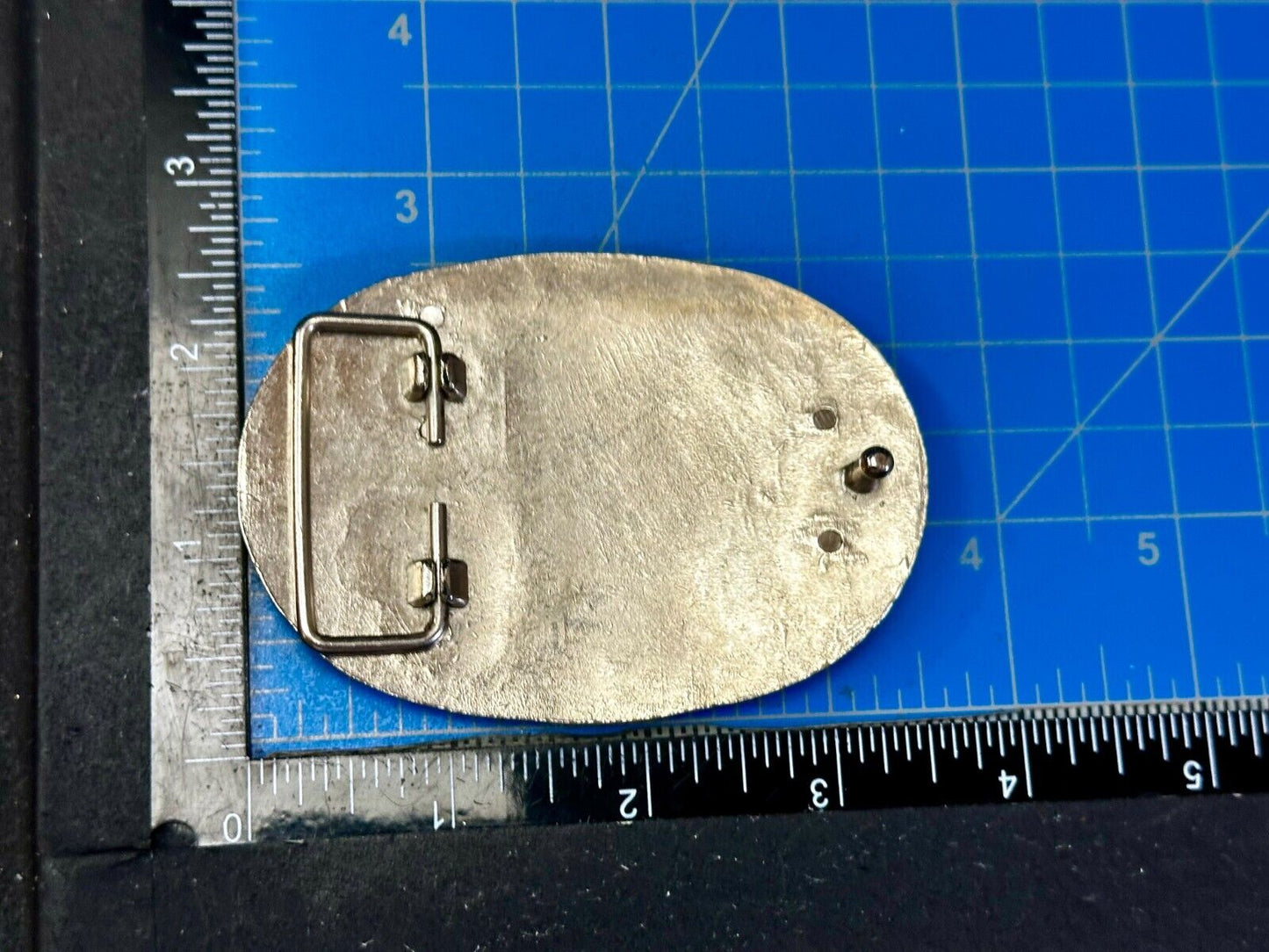 Artisan Made Pink Stones? on silver tone oval western Belt Buckle