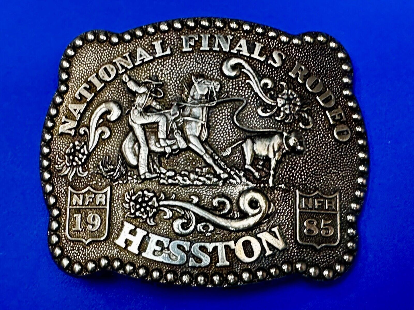 1985 NATIONAL FINALS RODEO NFR NOS ADULT SIZE Cowboys Collectable Belt Buckle