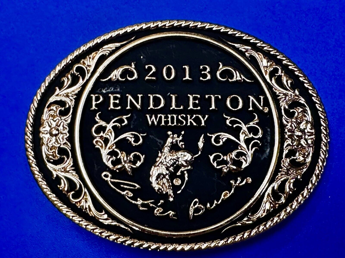 2013 Pendleton Whiskey Let'er Buck Rodeo Cowboy Montana Silversmiths Belt Buckle