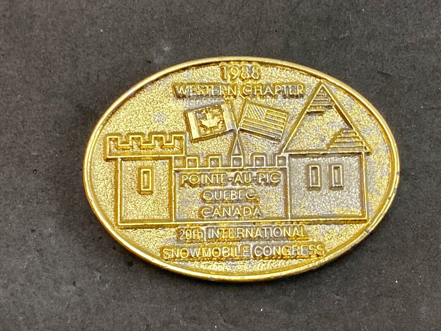 Vintage 1988 Western Chapter Pointe-au-Pic Quebec Canada belt buckle RARE. #92