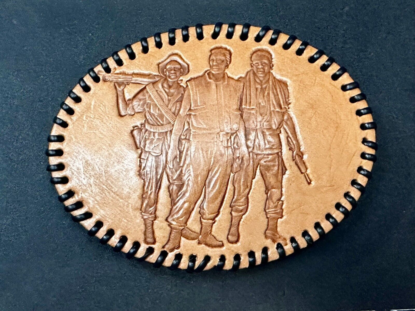 The Three Servicemen Vietnam Veterans War Memorial Oval Leather Belt Buckle