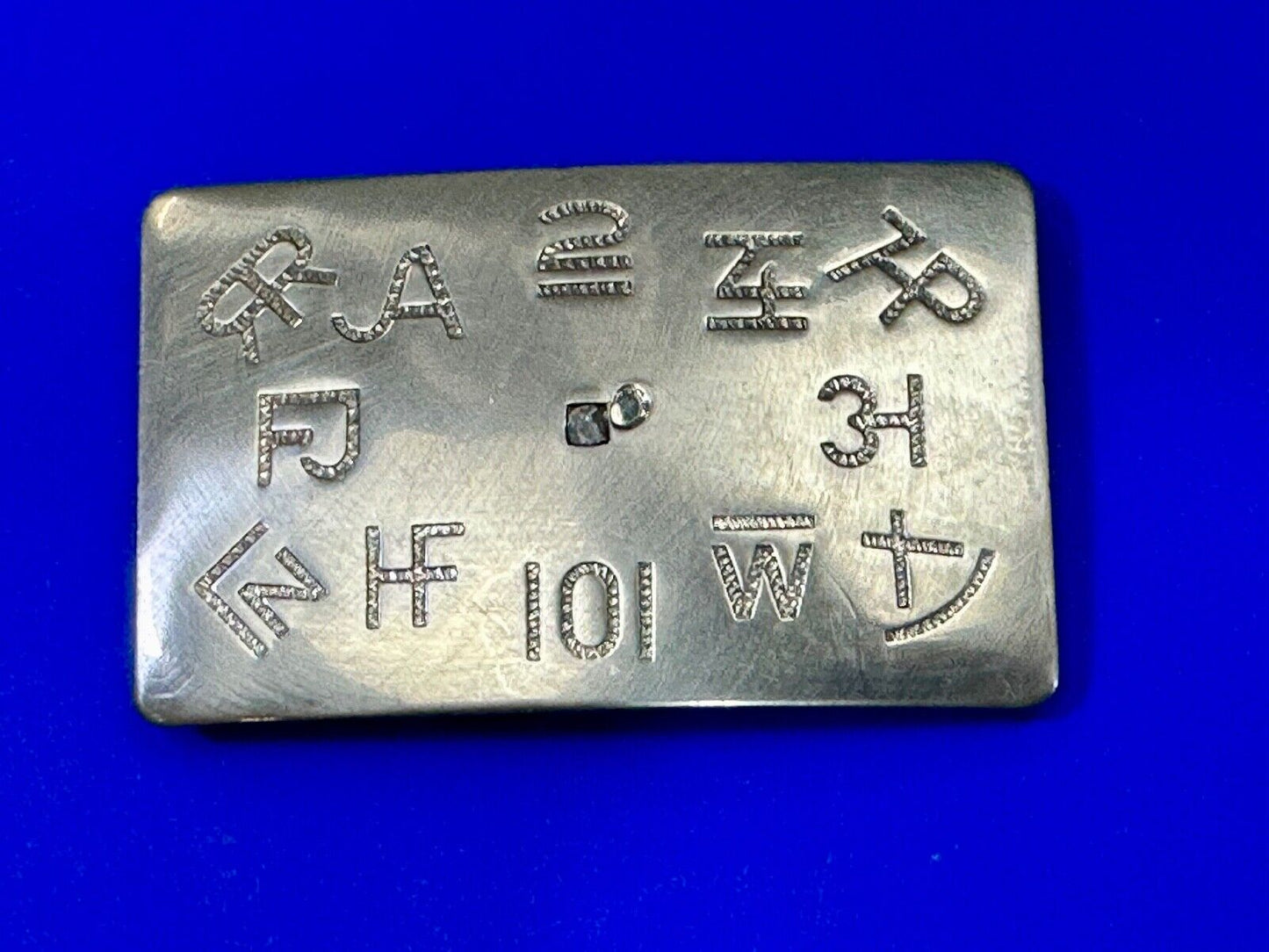 Vintage Chambers cattle branding symbols belt buckle - no center