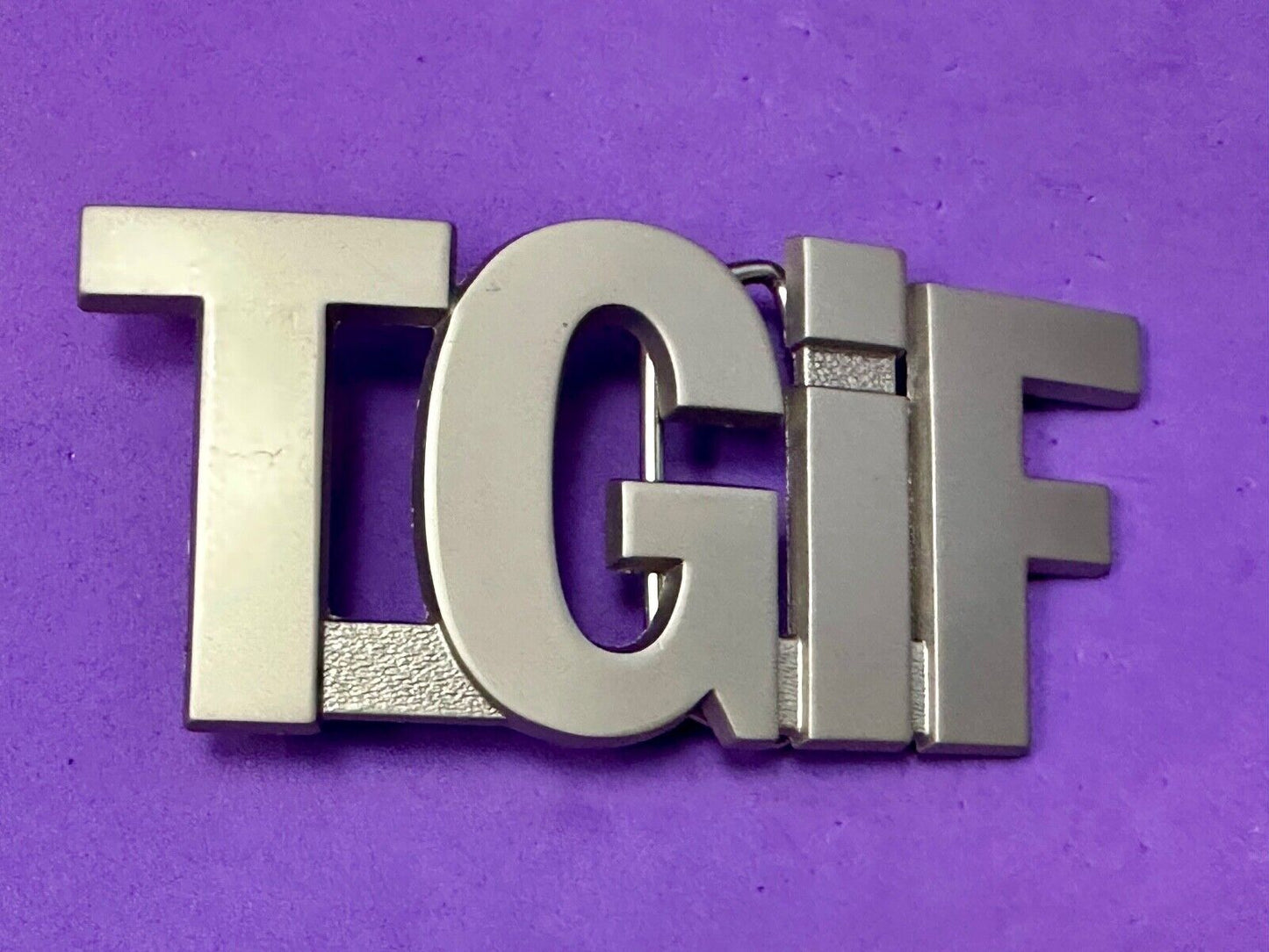 TGIF Thank God Goodness It’s Friday Block Letters Statement Novelty Belt Buckle