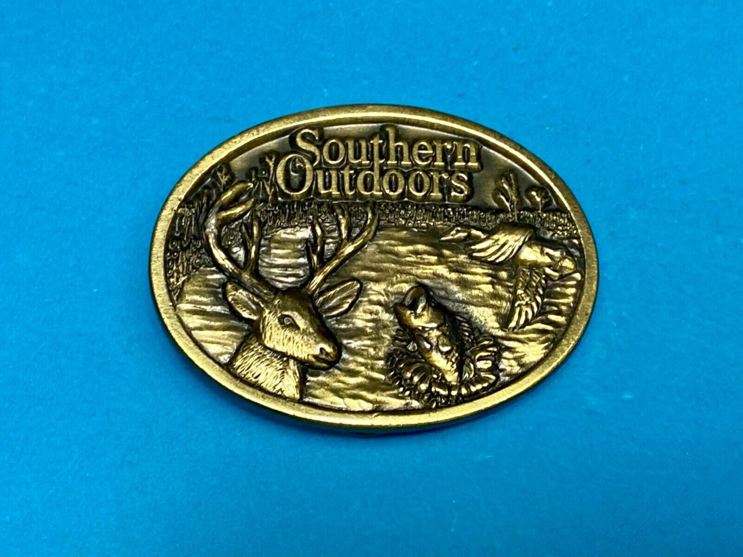 Vintage 1986 **Southern Outdoors Magazine** Commemorative Belt Buckle