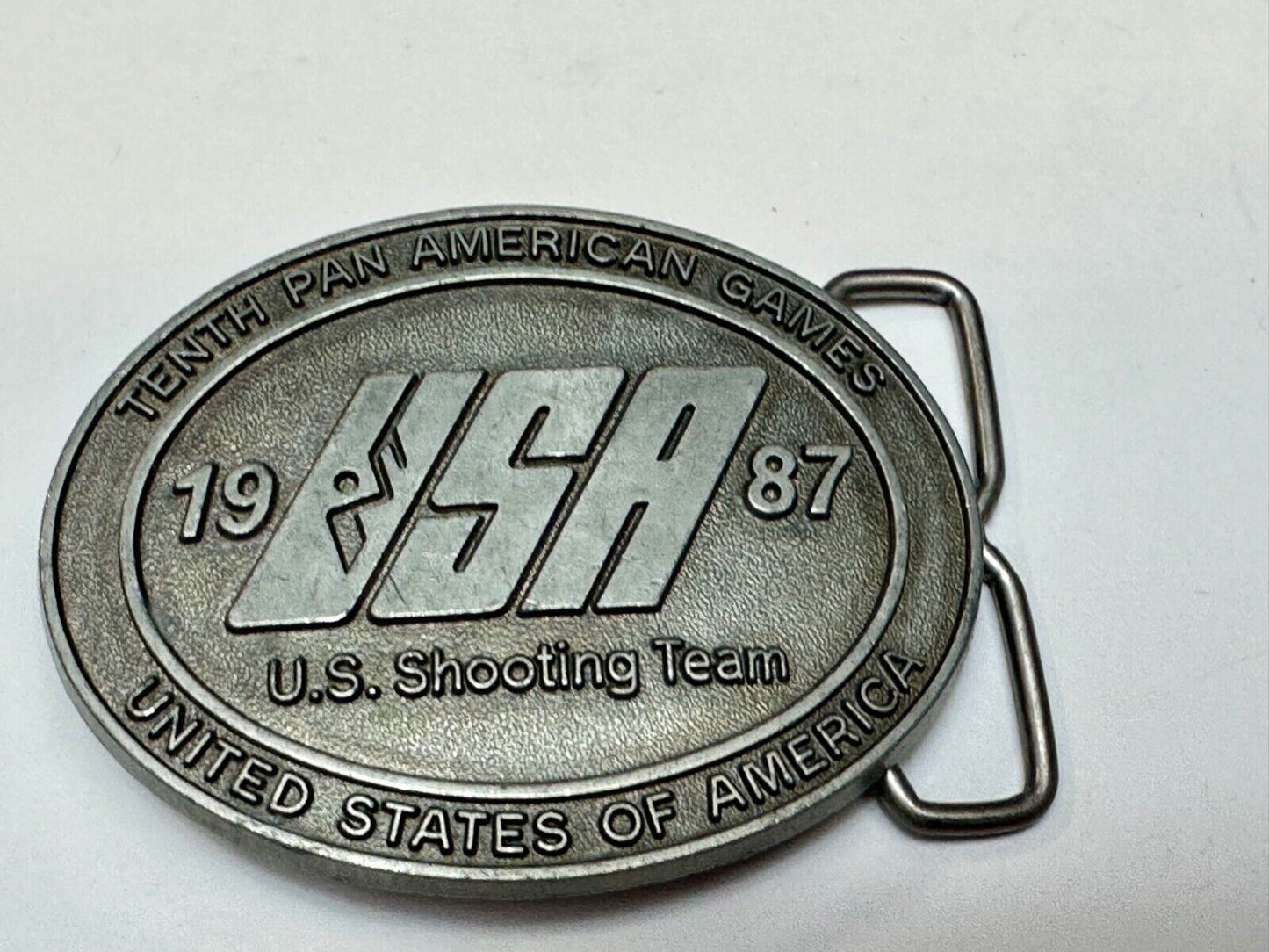 1987 US olympic shooting team olympics 10th Pan Am Games belt buckle
