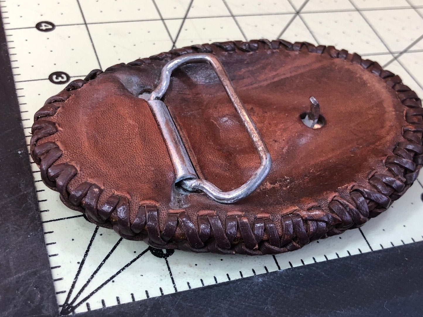 Vintage artisan? KA Initials Leather stitched Belt Buckle