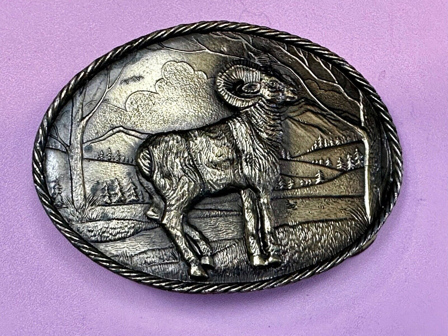 Bighorn Ram - Wildlife VTG 1980 Belt Buckle by Great American Buckle Co