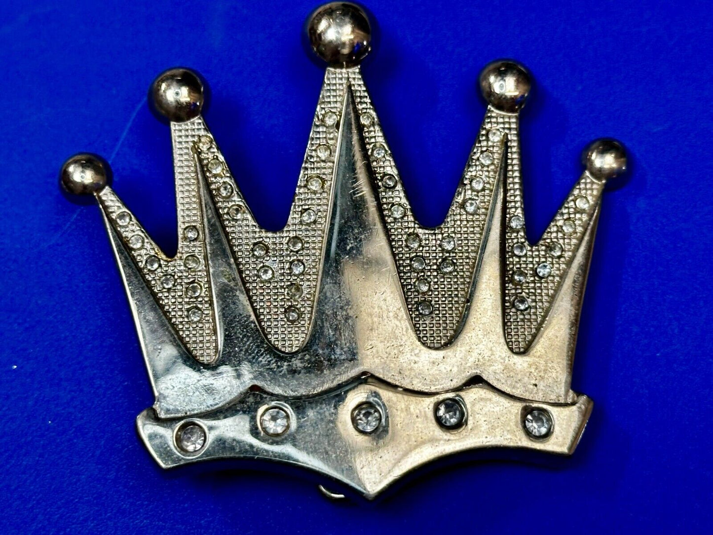 Beautiful Cutout CROWN Five Pointed Figural Rhinestone Accented Belt Buckle