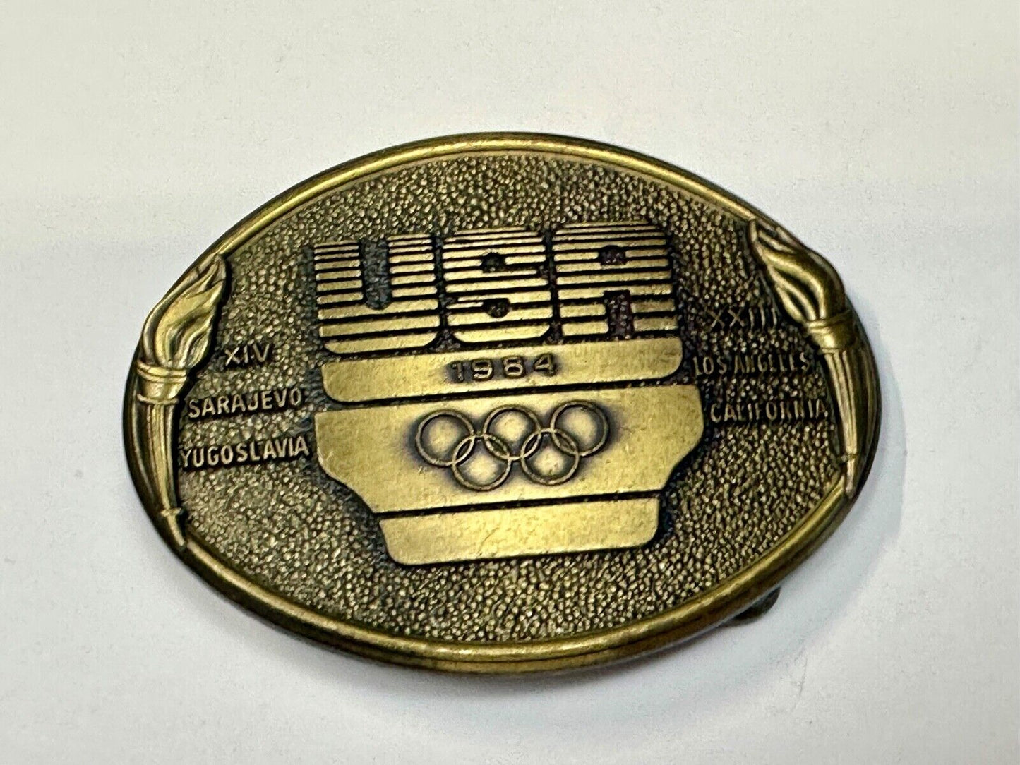 Vintage Los Angeles 1984 US USA Olympics Team belt buckle