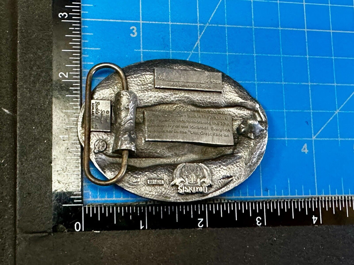 1999 Alaska Iditarod Commemorative Belt Buckle by Siskiyou
