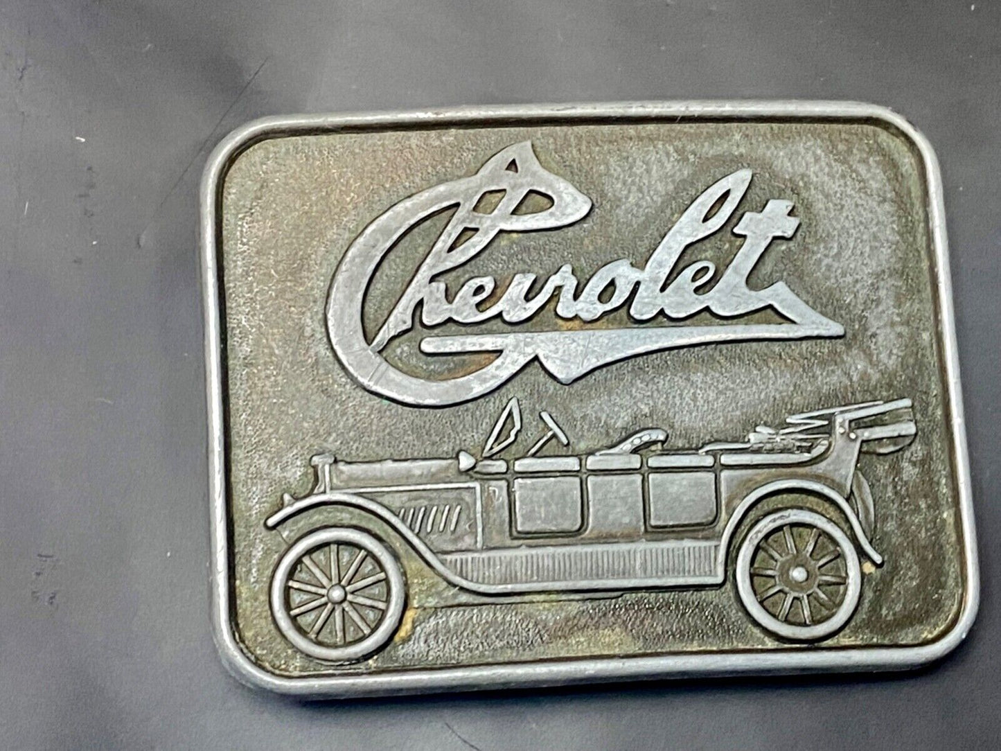 Vintage Chevrolet Chevy Antique Car logo emblem belt buckle by RJ Roberts
