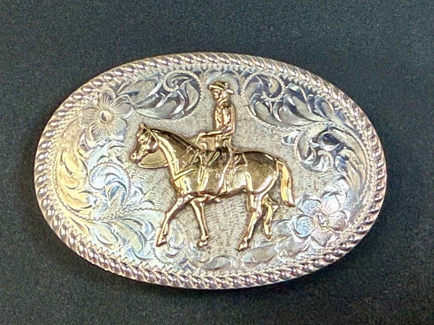 Vintage Diablo Sterling 8 Belt Buckle - Horseback cowboy BEAUTIFUL