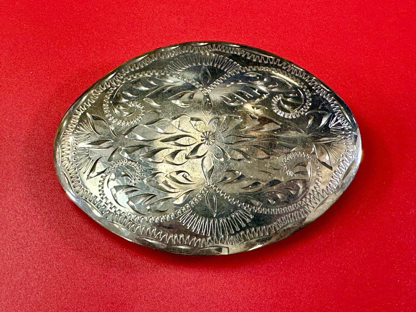 Beautiful Western Flair 3.5" wide engraved oval belt buckle