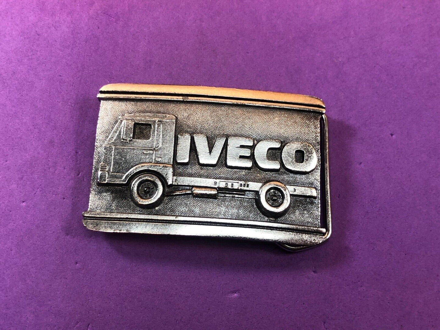 Vintage 1984 Limited Edition IVECO Flat bed trucking roll container belt buckle
