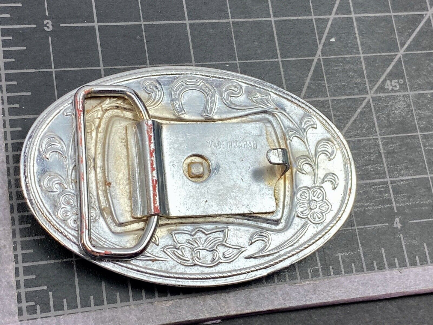 Texas Long Horn Cow Steer Cattle raised western belt buckle - Made in Japan