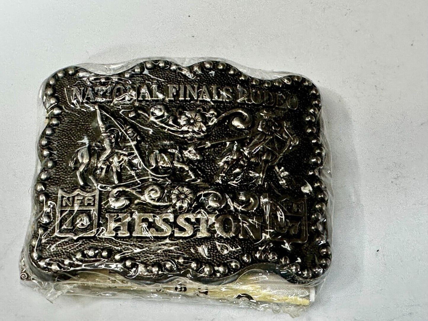 1987 Hesston National Finals Rodeo NFR Cowboys Youth Size NOS Belt Buckle
