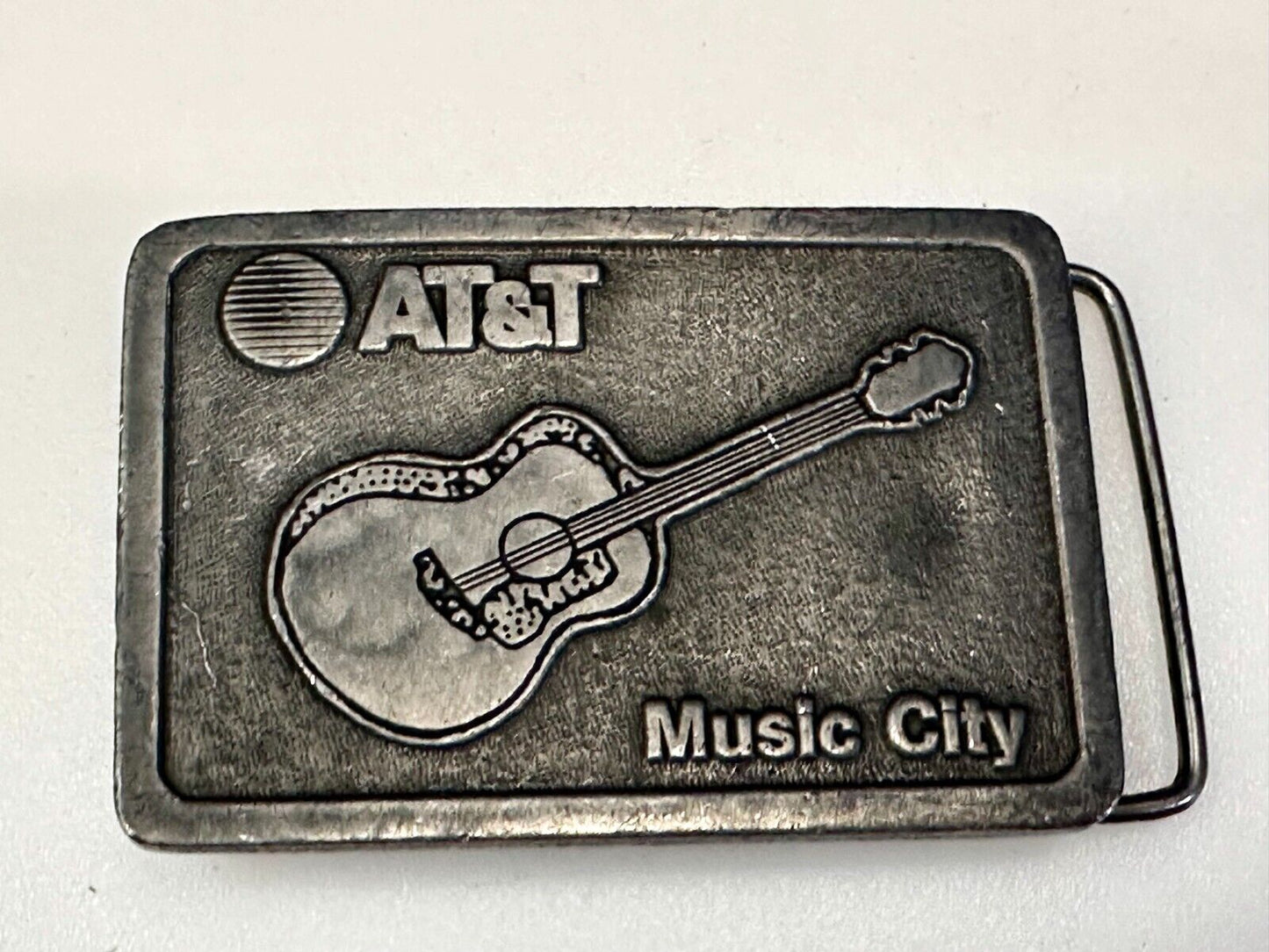 AT&T Nashville Music City Communications Acoustic Guitar Pickers Belt Buckle