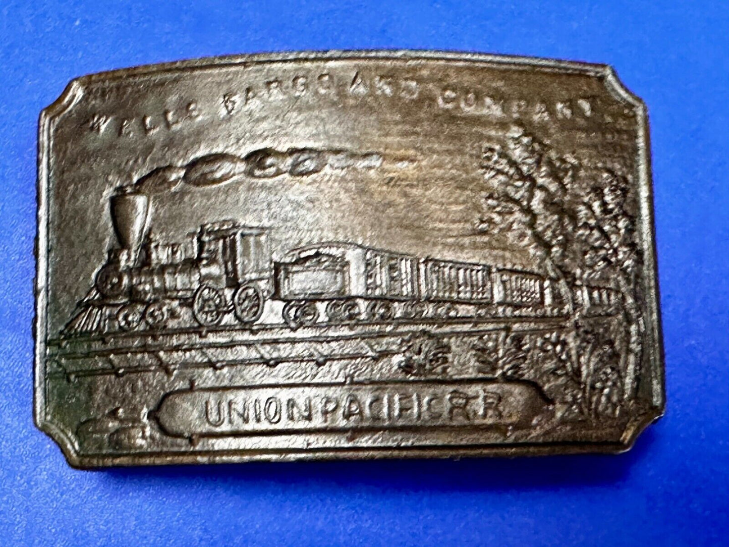 Union Pacific RR Wells Fargo & Co Train Steam Engine Locomotive Belt Buckle