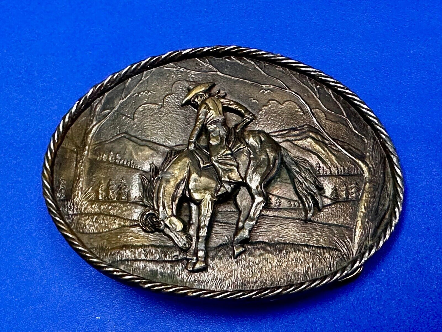 Vintage 1980's Cowboy Saddle Bronc The Great American Belt Buckle Co