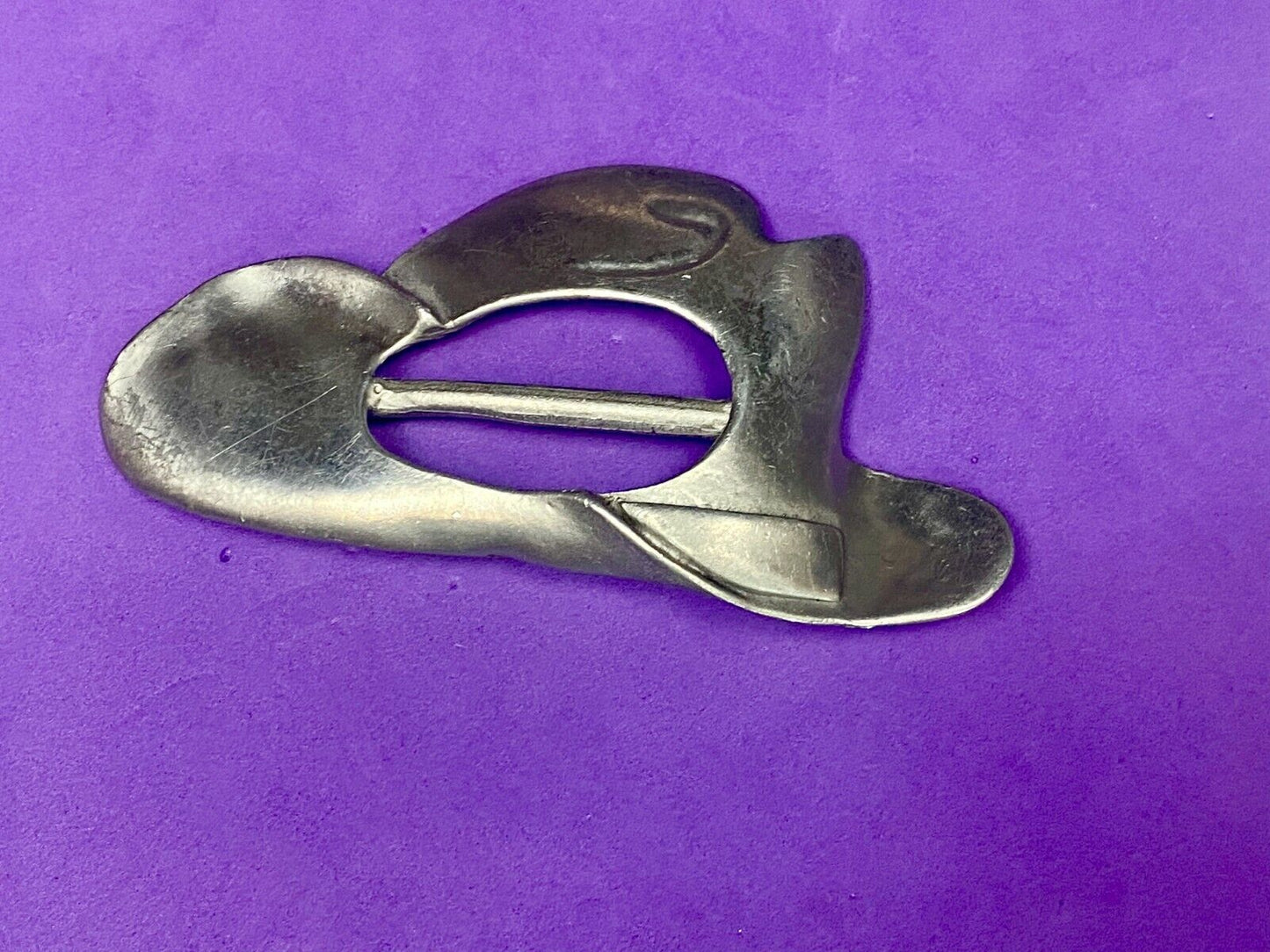 Vintage Cowboy Hat Silver Tone Western Belt Slide Buckle By Ultracraft