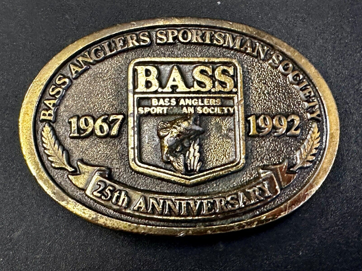 1992 Bass Anglers Sportsman Society Club 25th Anniversary Fishing Belt Buckle
