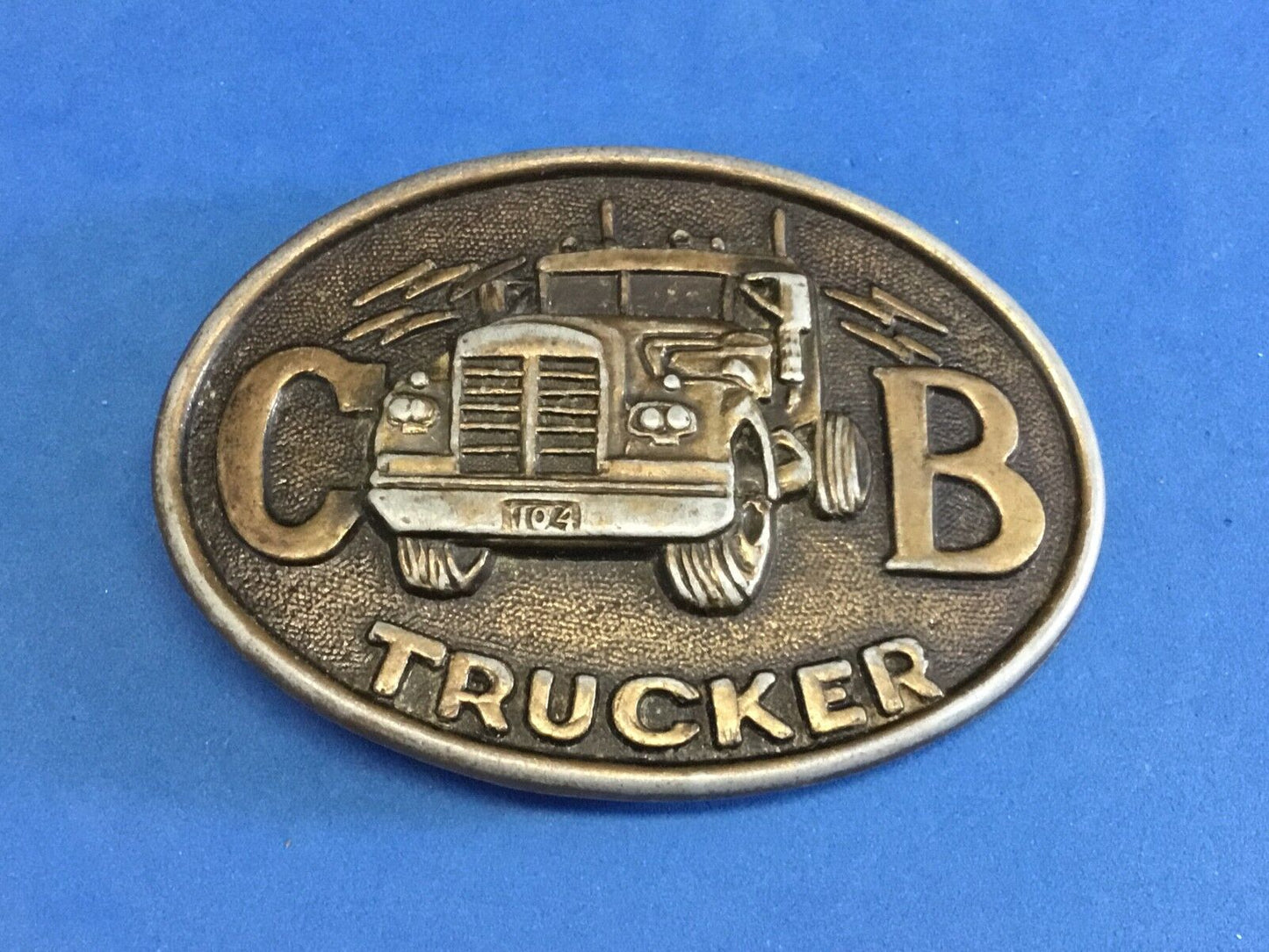 Vintage CB radio semi trucking trucker Big rig semi driver belt buckle