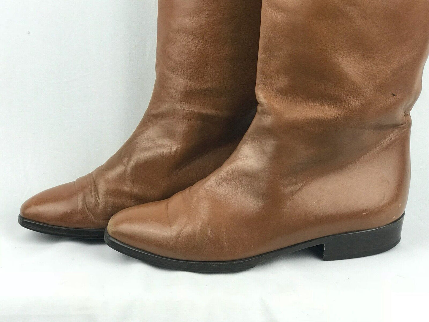 BALLY Cognac Brown Leather Riding Boots Size 5