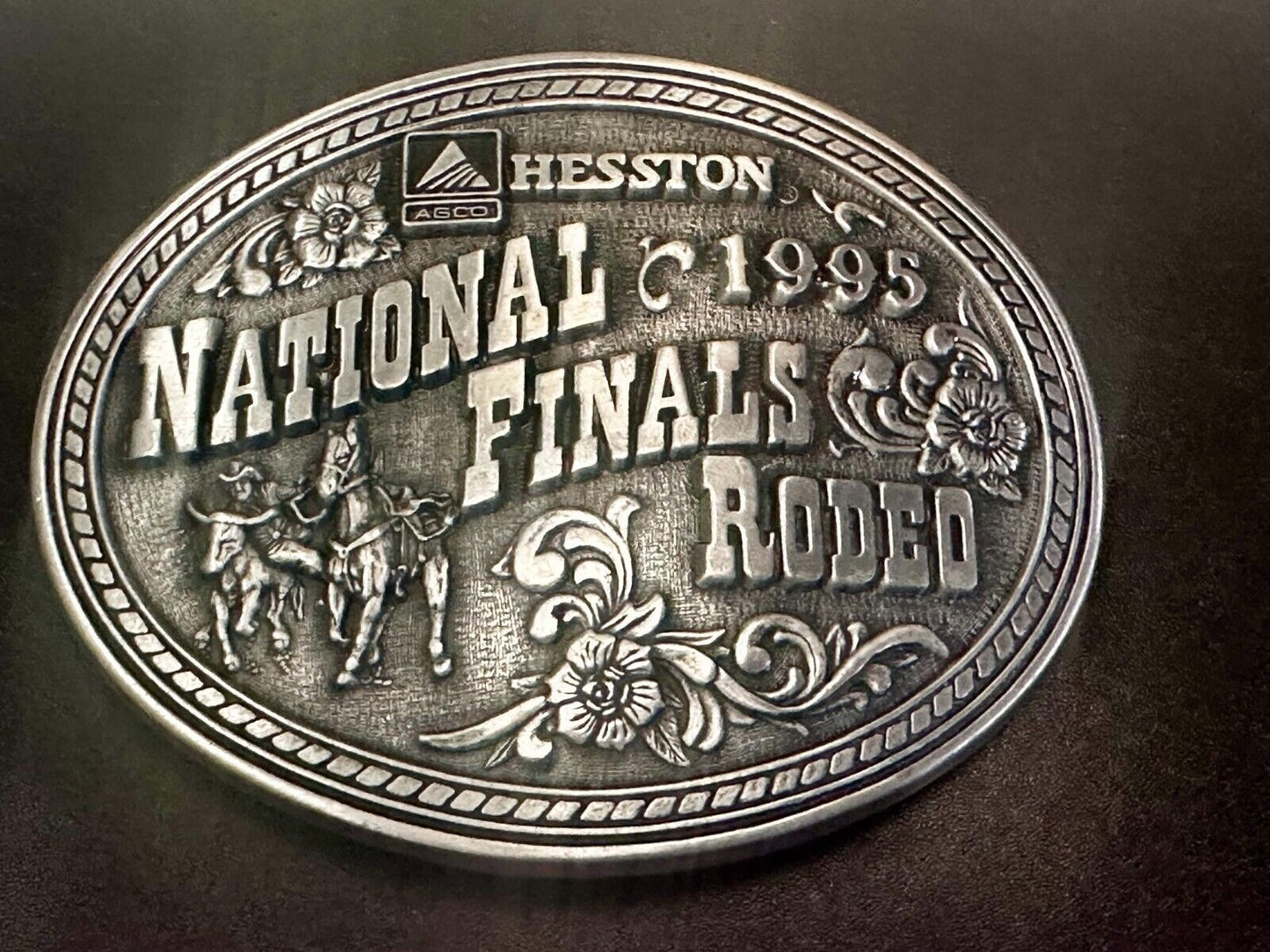 1995 ADM Hesston NFR National Finals Rodeo Cowboys Western Belt Buckle