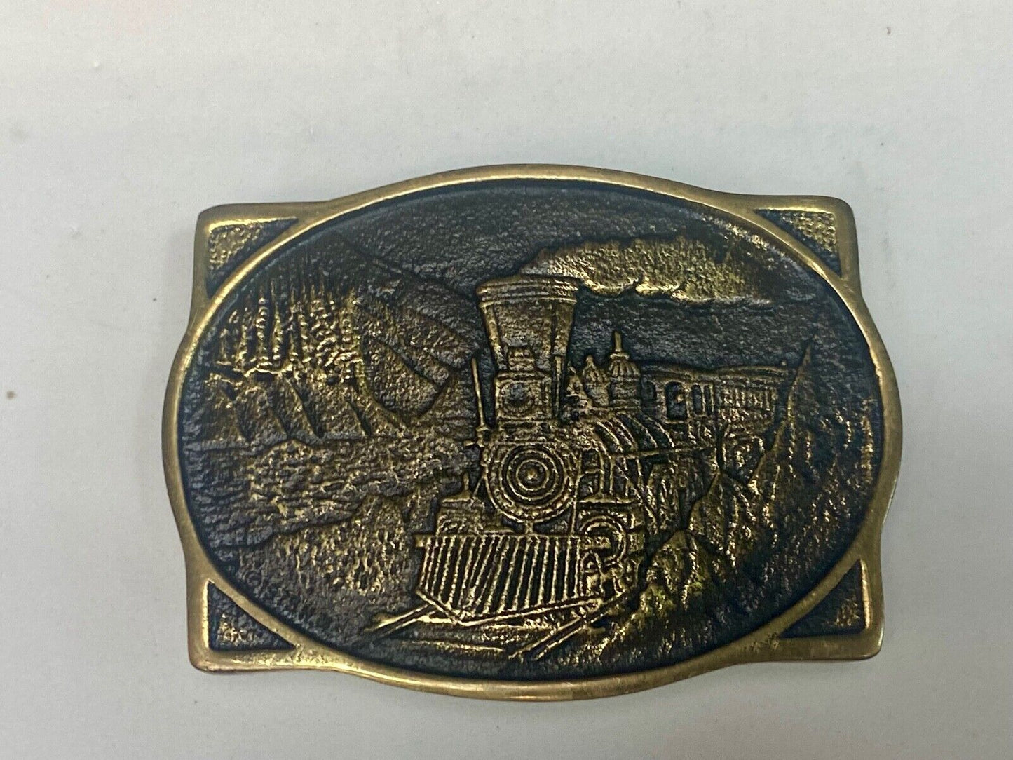 Vintage 1976 American Rr Railroad Solid Brass Train Belt Buckle Heritage Mint