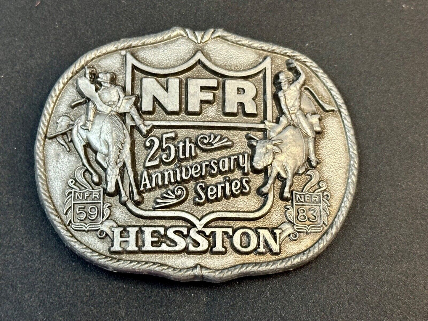 1983 HESSTON Belt Buckle NFR 25th Anniversary First Edition Limited Rodeo