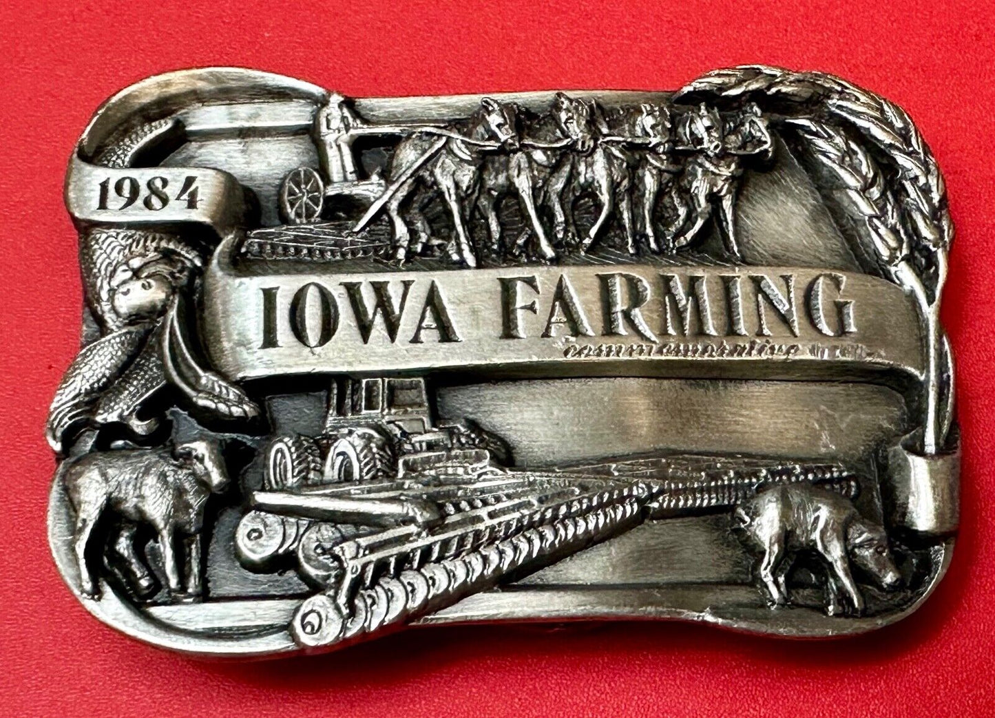 1984 Iowa State Farm Commemorative belt buckle or table display by Siskiyou