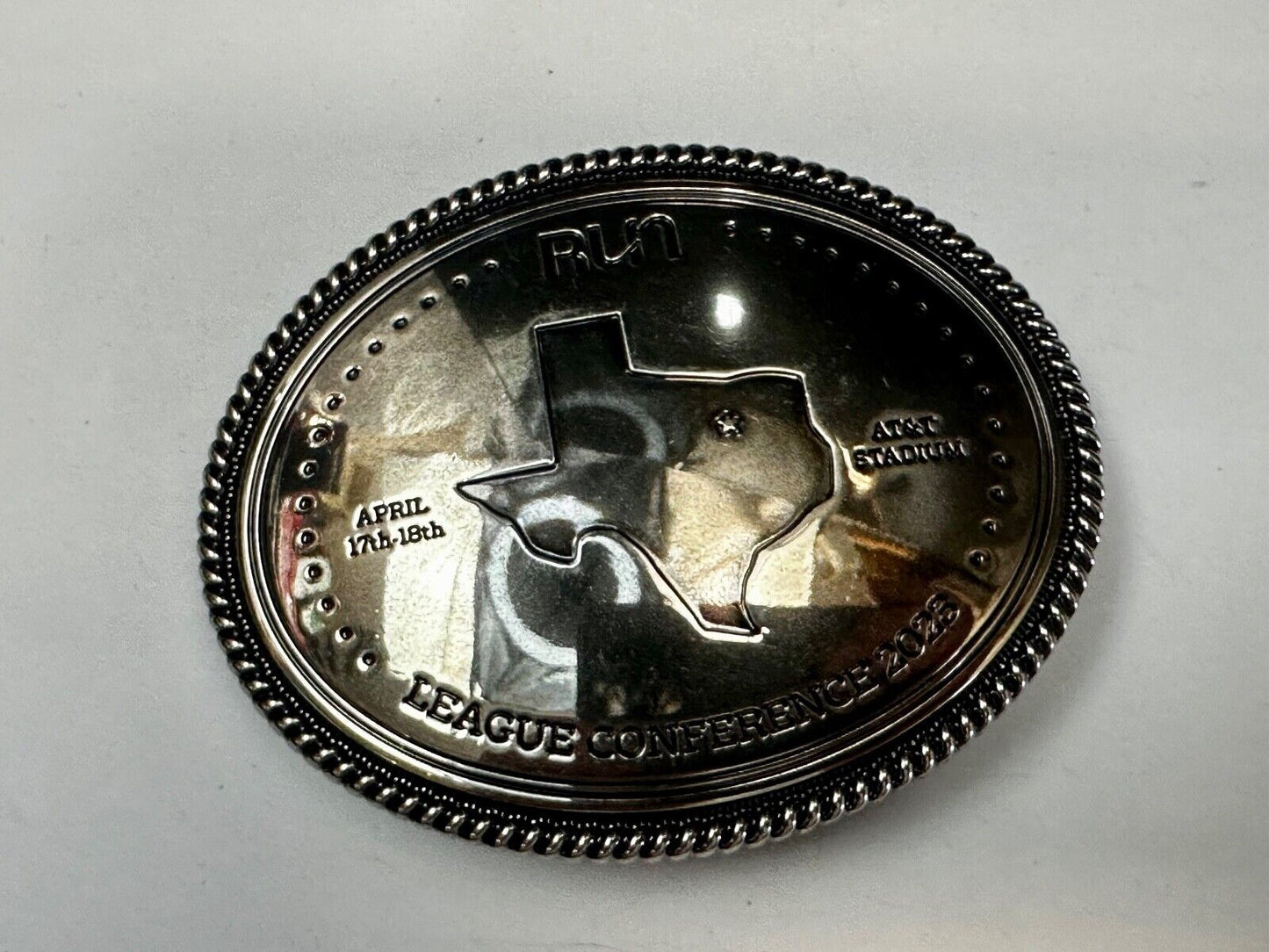 Texas RUN April 17th - 18th. AT&T Stadium League Conference 2023 Belt Buckle