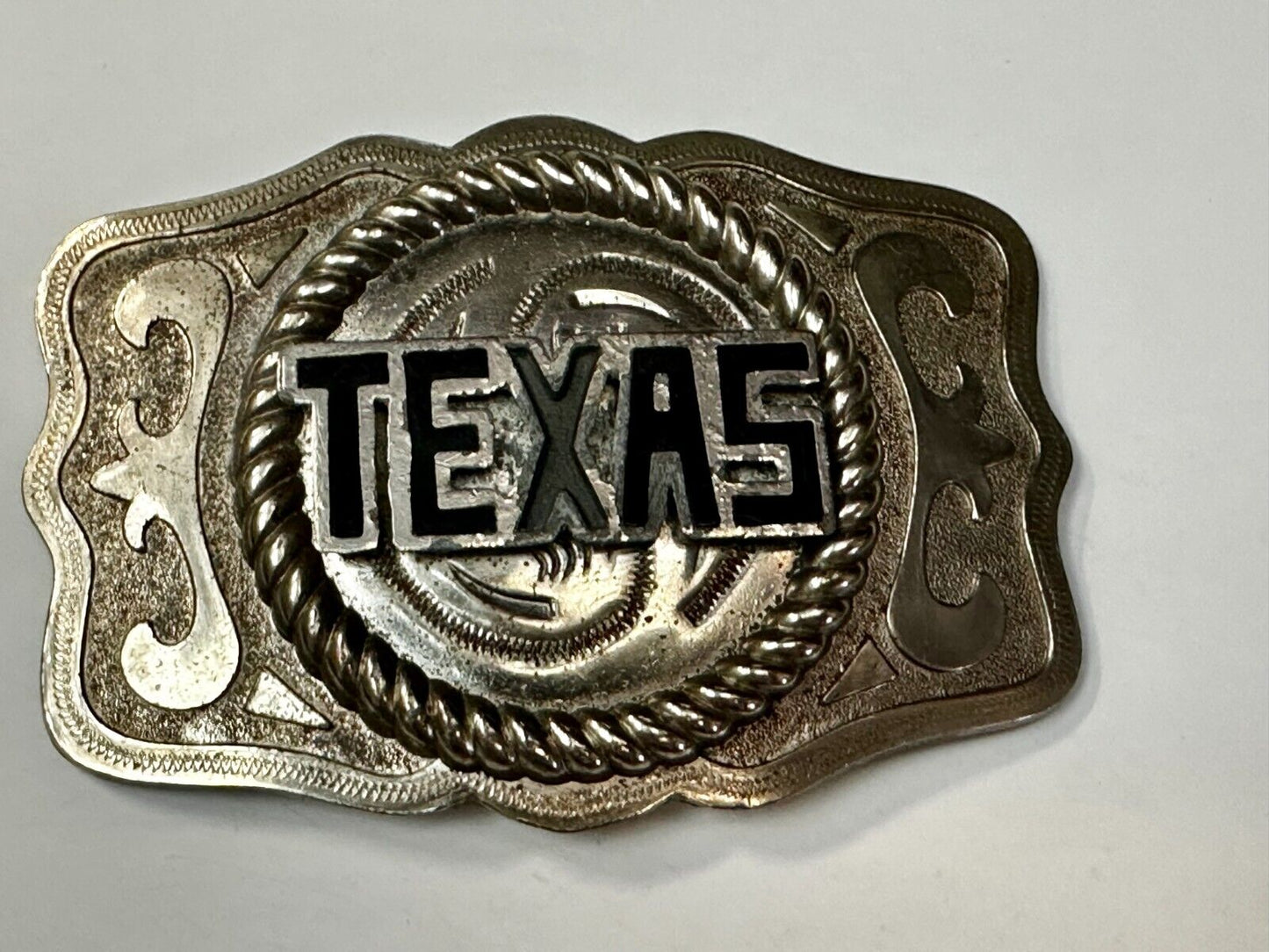 Texas State - Large Centerpiece Ornate Silver Tone Vintage Belt Buckle