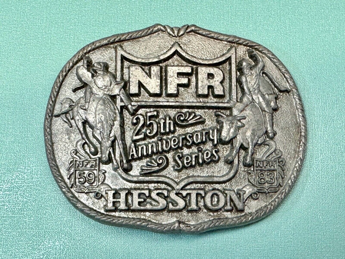 1983 Hesston National Finals Rodeo 25th Anniversary Adult Collectors Belt Buckle