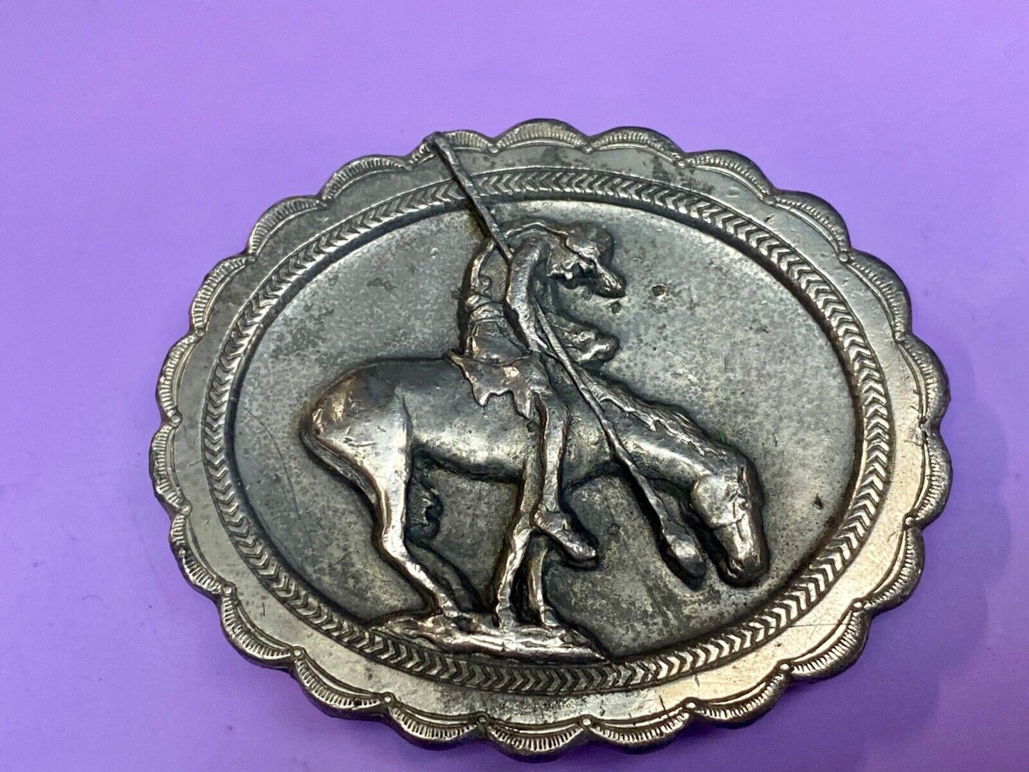 The Saga of the Native American Indian End of the Trial western belt buckle