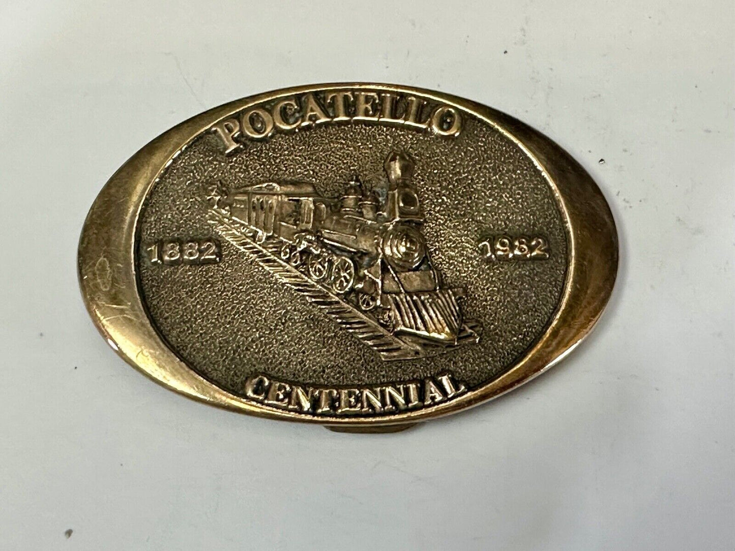 1982 Pocatello Idaho Train Centennial Solid Bronze Western Heritage Belt Buckle