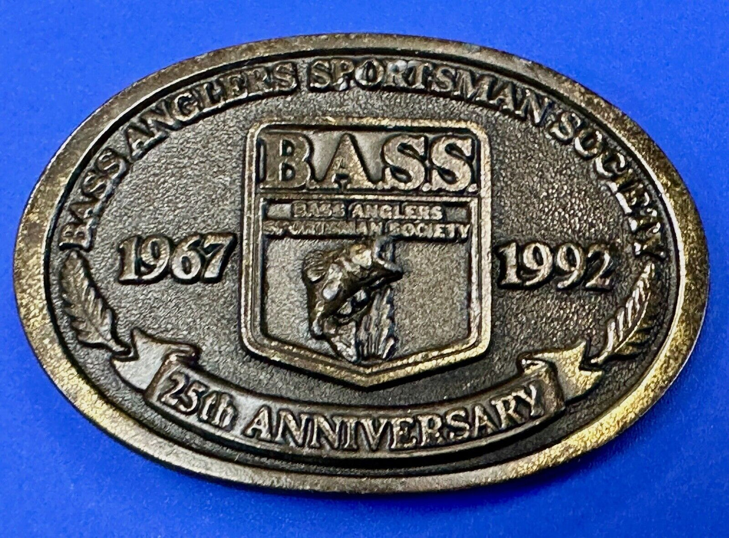 BASS 25th Anniversary Belt Buckle Bass Anglers Sportsman Society 1967 1992