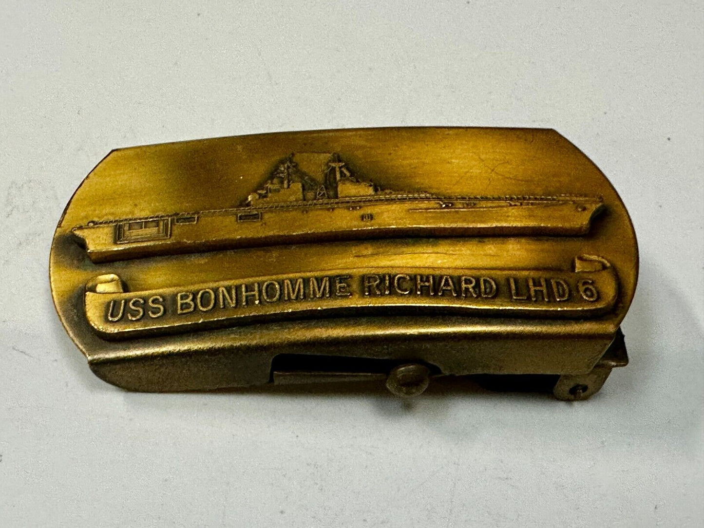 USS BonHomme Richard LHD-6 Assault Ship United States Navy Brass Belt Buckle