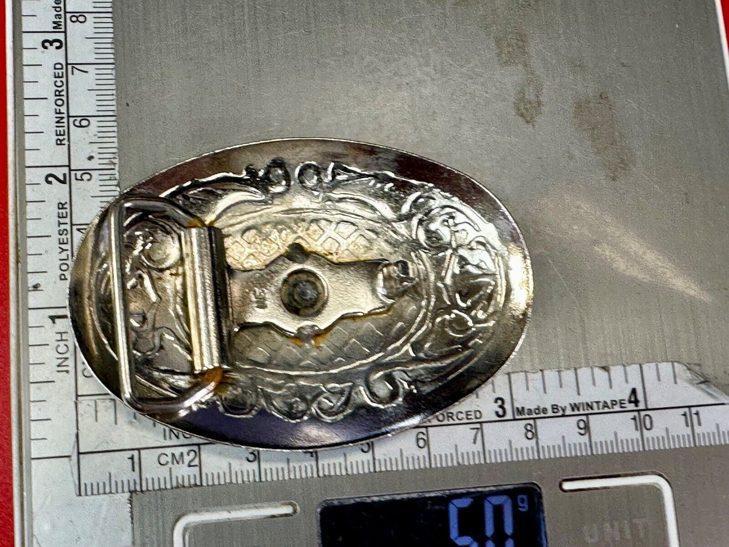 vintage Cowboy Boots western theme two tone flower swirl design belt buckle