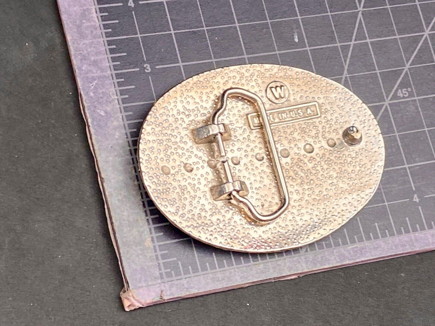 Vintage Country Western Belt Buckle Stamped W Bald Eagle Usa Rope Rodeo