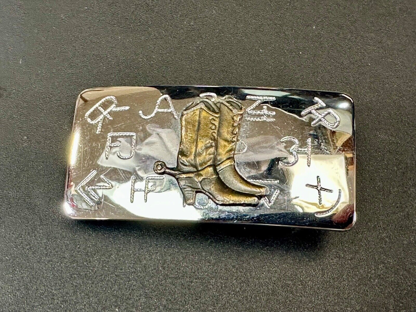 Vintage Chambers Brand Western Cowboy boots & Branding Symbols belt buckle