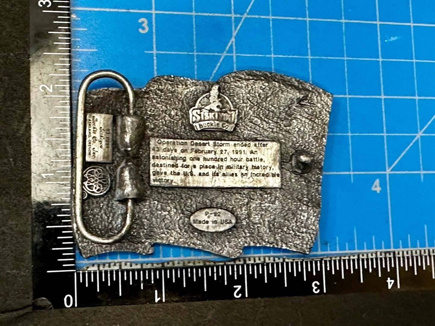 1991 Siskiyou Operation Desert Storm Belt Buckle P-92 -All Military