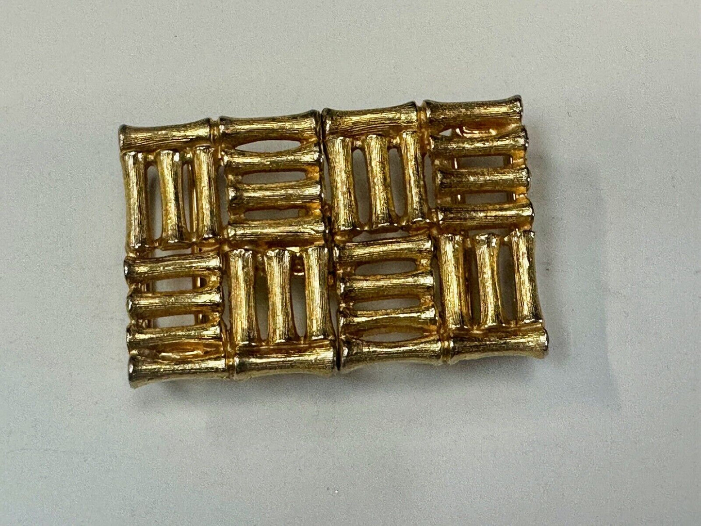 Bamboo Squares Two piece interconnecting vintage belt buckle by Mimi Di N