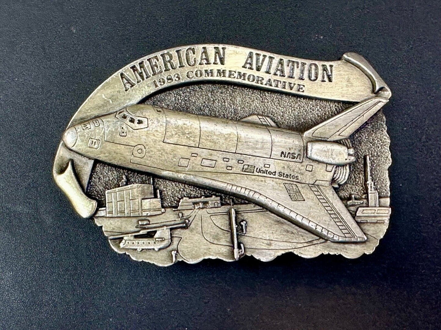 1983 American Aviation Commemorative Plane Pilots belt buckle by Arroyo Grande